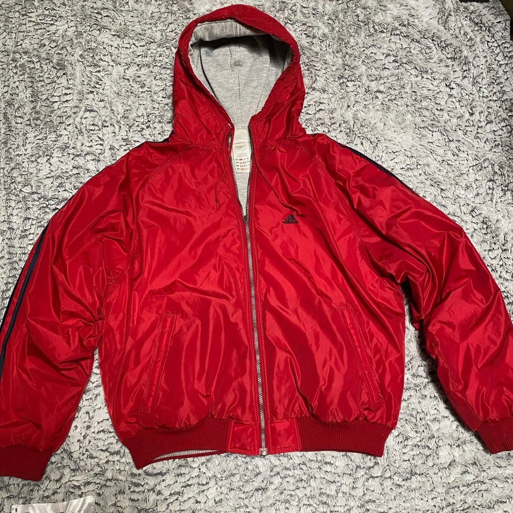 HOST PICK💕Adidas Jacket Men’s L Windbreaker Sport Outdoors Coat Hoodie Cotton